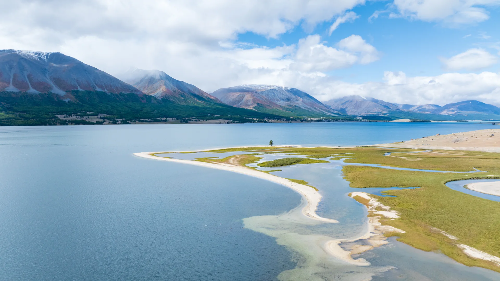 Aerial Drone View of Western Mongolia Landscape
